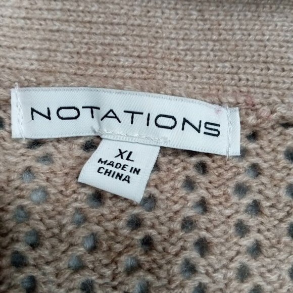 Notations Womens Cardigan Sweater Biege XL‎ Crochet Knit Open Front Long Sleeve - Picture 9 of 10